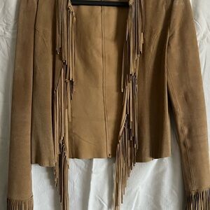 Mixit Camel Fringe Suede Jacket